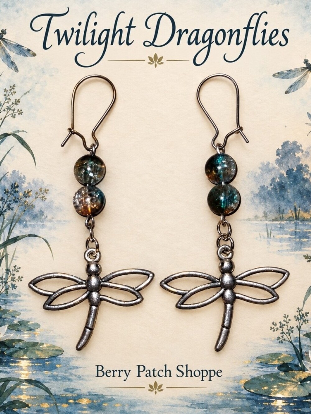 Artesian Earrings Twilight Dragonflies